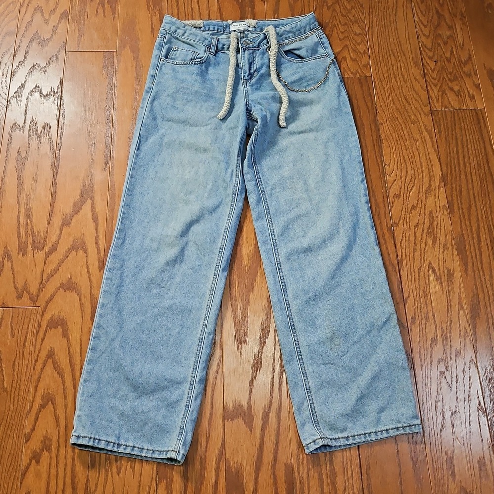 Ashley Mason Premium Jeans Women's Size 7/28 Denim Light Blue Chain Rope